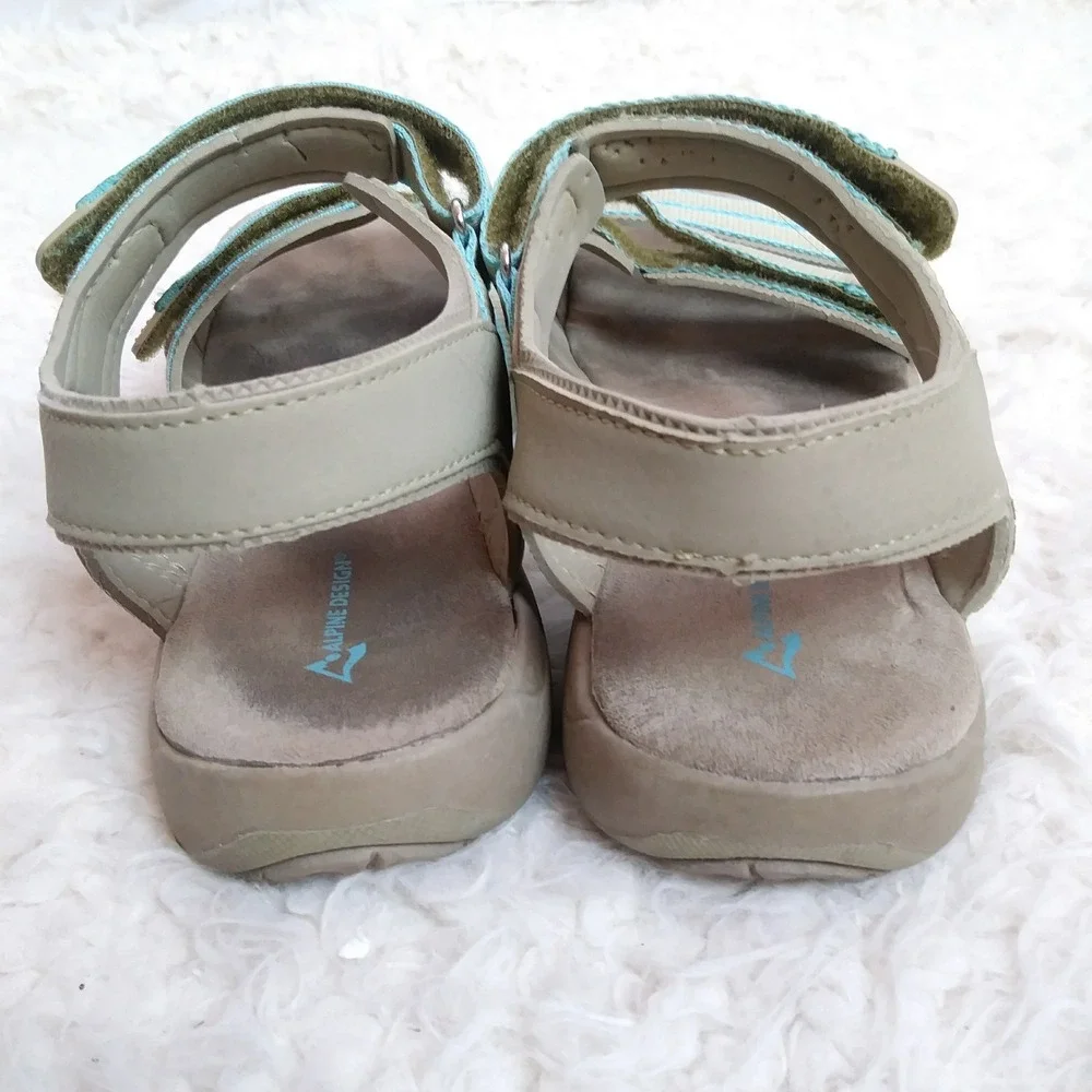 Alpine Design Riley Taupe Women's Sz 9 Open Toe Adjustable Strap Comfort Sandals